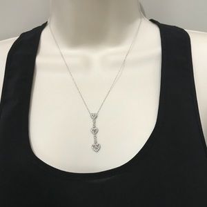 10k White Gold Heart Shaped Necklace & Earrings